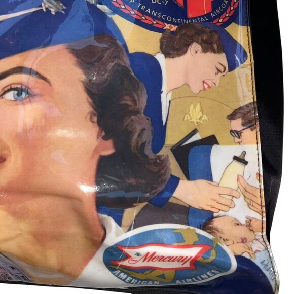 Vintage American Airlines Postcard Print 1960s images large tote bag purse - Picture 10 of 10